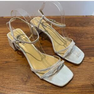 Badgley Mischka Carlota Strappy Dress Sandals Metallic Silver Women’s Sz 9 Glam